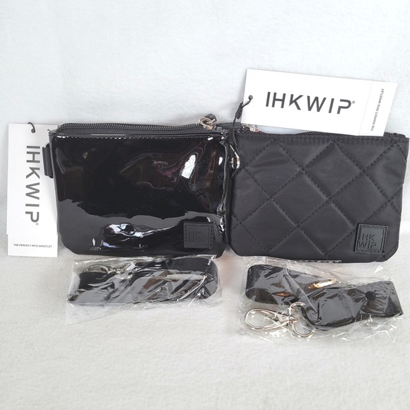 Ihkwip Handbags - IHKWIP Women Wristlet Perfect Pair RFID Patent Quilted Nylon Set Size OS Black